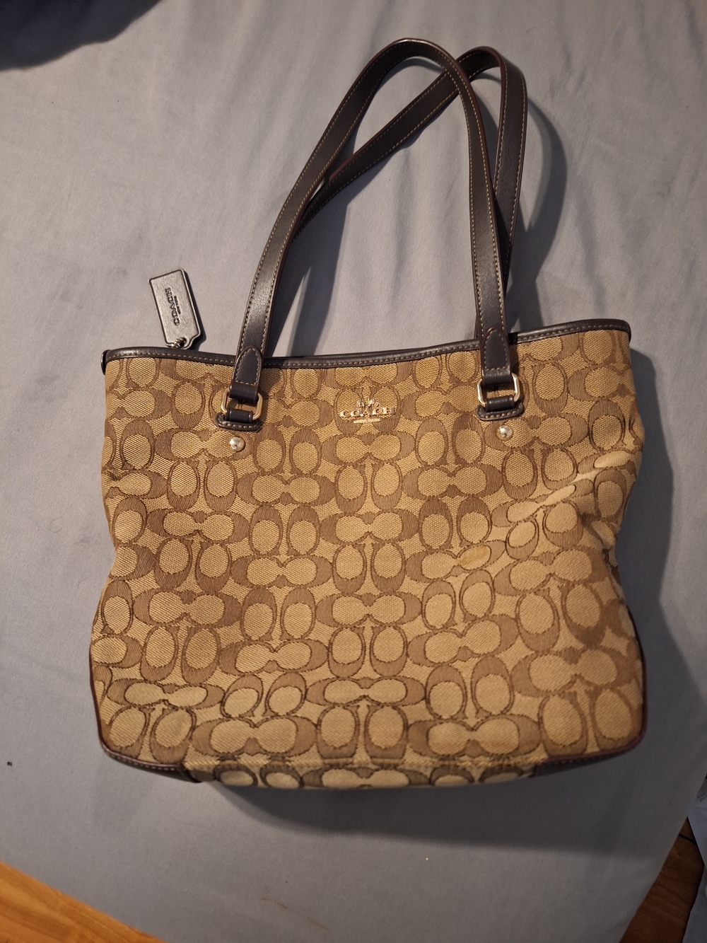 Coach Signature Canvas Tote Bag in Khaki Brown